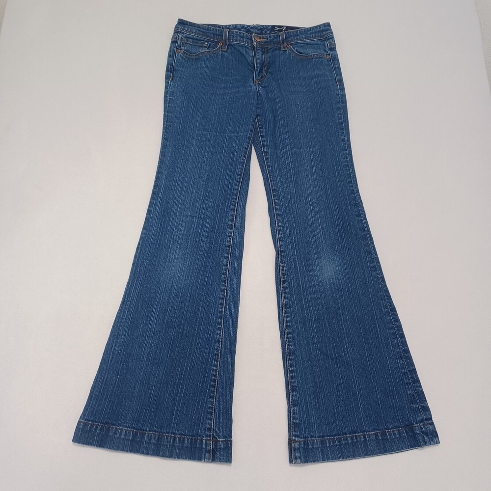 Seven 7  Flare Wide Leg Jeans Medium Wash Size 30 BELL